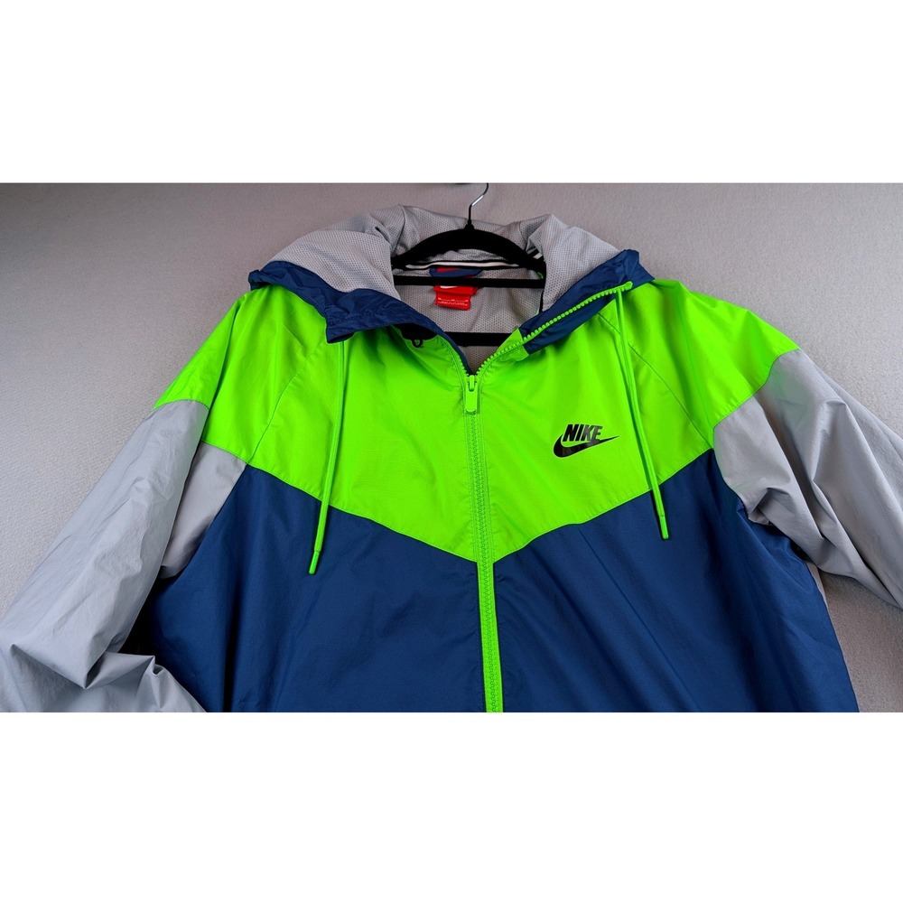 Nike Windrunner Jacket Mens Medium Colorblock Volt Green Blue Grey Windbreaker - Picture 2 of 7